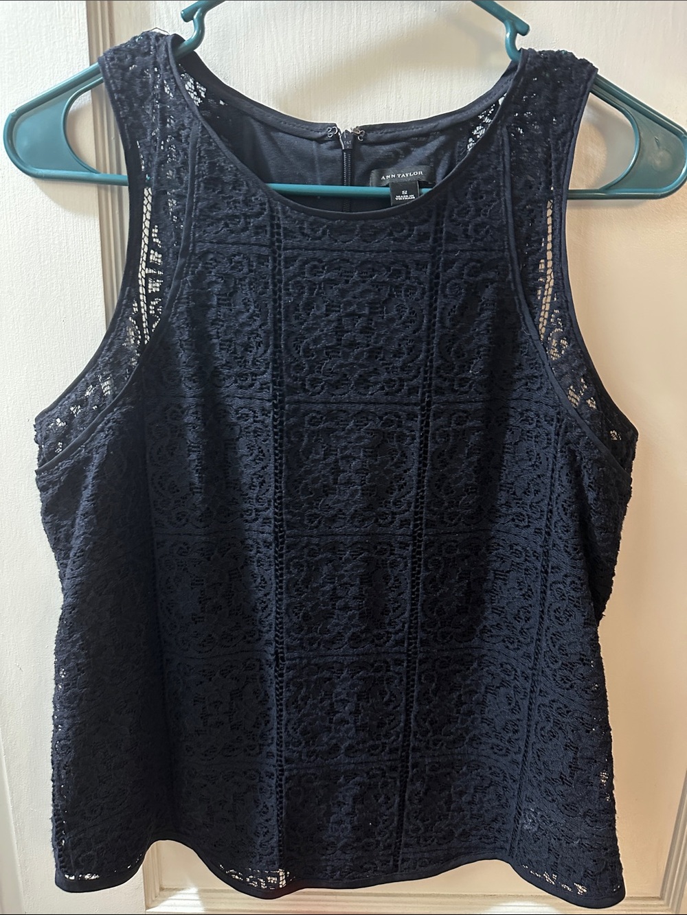 Ann Taylor Navy Blue Lace Tank Top